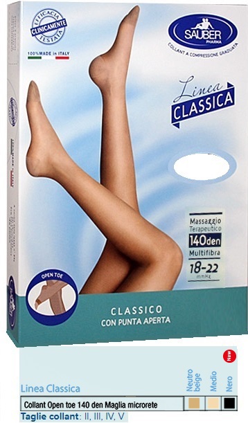 SAUBER COLLANT OPEN TOE MAGLIA MICRORETE 140 DEN COLORE NERO TAGLIA 4 LINEA CLASSICA - Antica Farmacia Ferrari