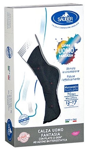 SAUBER CALZA UOMO FANTASIA Q-SKIN 70 DEN BLU POIS ROSSI TAGLIA G - Antica Farmacia Ferrari