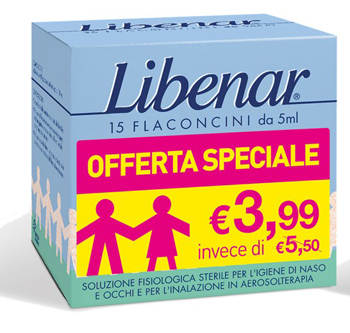 LIBENAR 15 FLACONCINI SOLUZIONE ISOTONICA 5 ML TAGLIO PREZZO - Antica Farmacia Ferrari