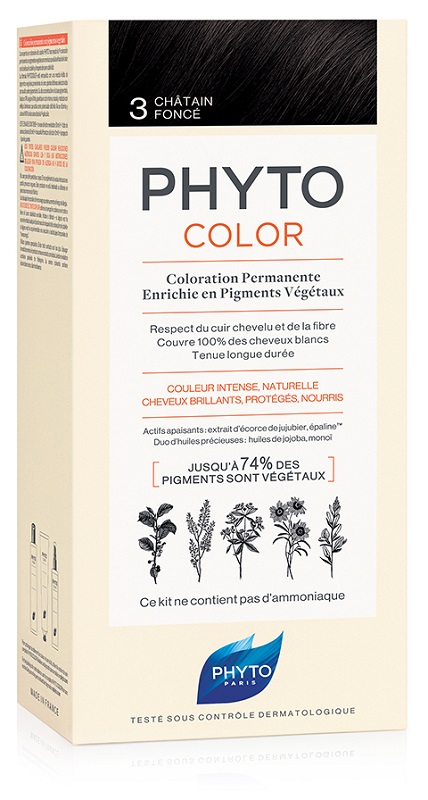 PHYTOCOLOR 3 CASTANO SCURO 1 LATTE + 1 CREMA + 1 MASCHERA + 1 PAIO DI GUANTI - Antica Farmacia Ferrari