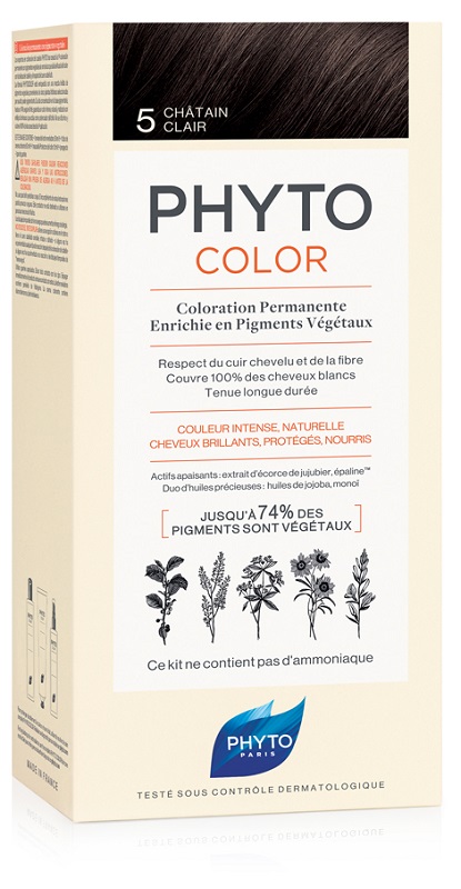 PHYTOCOLOR 5 CASTANO CHIARO 1 LATTE + 1 CREMA + 1 MASCHERA + 1 PAIO DI GUANTI - Antica Farmacia Ferrari