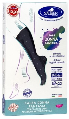 SAUBER CALZA DONNA FANTASIA FILATO Q-SKIN 140 DEN JEANS POIS BIANCHI TAGLIA M PROMO - Antica Farmacia Ferrari