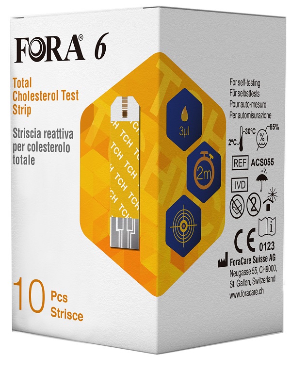 STRISCE REATTIVE FORA 6 PER LA RILEVAZIONE DEL COLESTEROLO 10 10 PEZZI - Antica Farmacia Ferrari