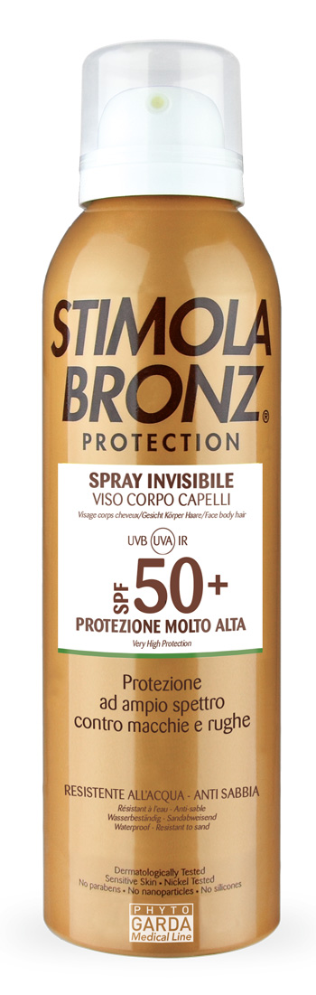 STIMOLABRONZ PROTECTION SPF50+ SPRAY INVISIBILE VISO CORPO CAPELLI 150 ML - Antica Farmacia Ferrari