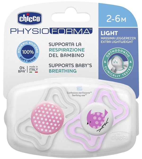 CHICCO SUCCHIETTO LIGHT GIRL SILICONE 2-6 MESI 2 PEZZI - Antica Farmacia Ferrari