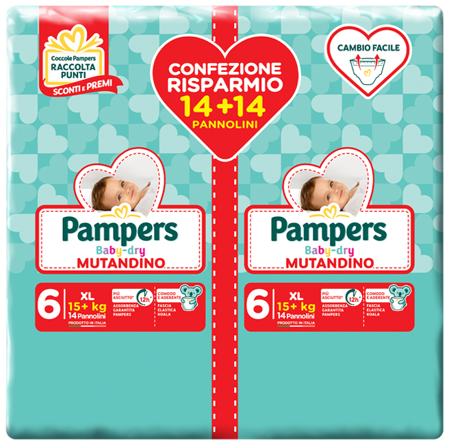 PAMPERS BABY DRY PANNOLINO A MUTANDINA DUO DWCT XL 28 PEZZI - Antica Farmacia Ferrari