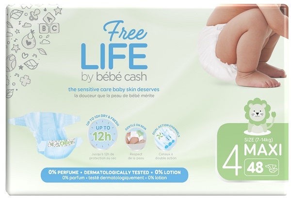 FREELIFE BY BEBECASH PANNOLINI MAXI TAGLIA 4 7-18 KG GIROVITA 38-60 CM 48 PEZZI - Antica Farmacia Ferrari