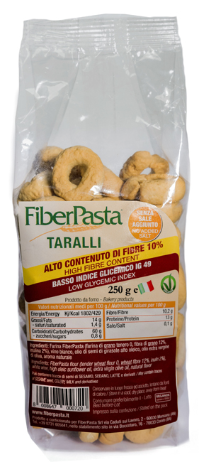 FIBERPASTA TARALLI BASSO INDICE GLICEMICO 250 G - Antica Farmacia Ferrari