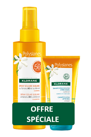KLORANE KIT POLYSIANES SPRAY SOLARE TAMANU MONOI SPF50 200 ML + SHAMPOO DOCCIA MONOI 75 ML - Antica Farmacia Ferrari