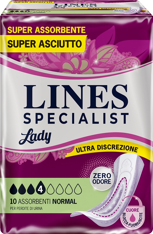 ASSORBENTI PER INCONTINENZA LINES SPECIALIST LADY 4 NORMAL 10 PEZZI - Antica Farmacia Ferrari
