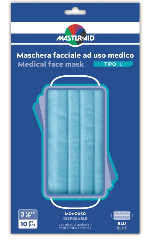MASTER-AID MASCHERINA CHIRURGICA TIPO I MONOUSO 10 PEZZI - Antica Farmacia Ferrari