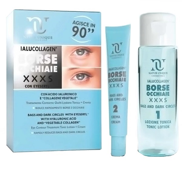 NATUR UNIQUE IALUCOLLAGEN BORSE E OCCHIAIE XXXS TONICO 10 ML + 30 ML - Antica Farmacia Ferrari
