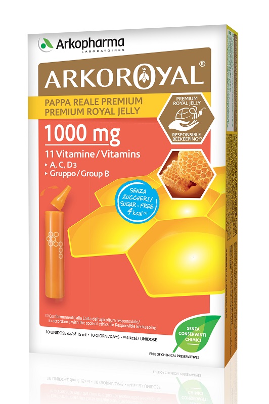ARKOROYAL PAPPA REALE 1000 MG + VITAMINE SENZA ZUCCHERO 10 FIALE - Antica Farmacia Ferrari