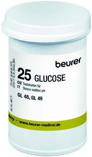 STRISCE MISURAZIONE GLICEMIA BEURER PER GLUCOMETRO GL48/GL49 IN FLACONE 25 PEZZI - Antica Farmacia Ferrari