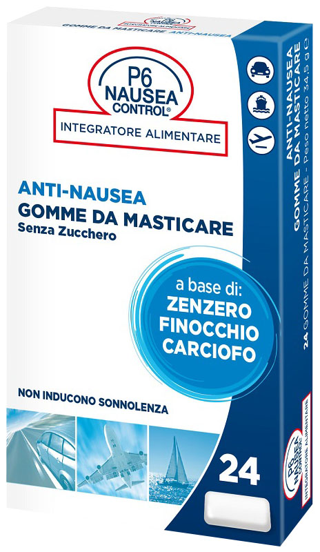 P6 NAUSEA CONTROL 24 GOMME DA MASTICARE SENZA ZUCCHERO - Antica Farmacia Ferrari