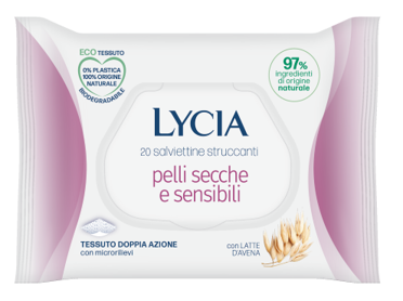 LYCIA SALVIETTINE STRUCCANTI PELLI SECCHE E SENSIBILI 20 PEZZI - Antica Farmacia Ferrari