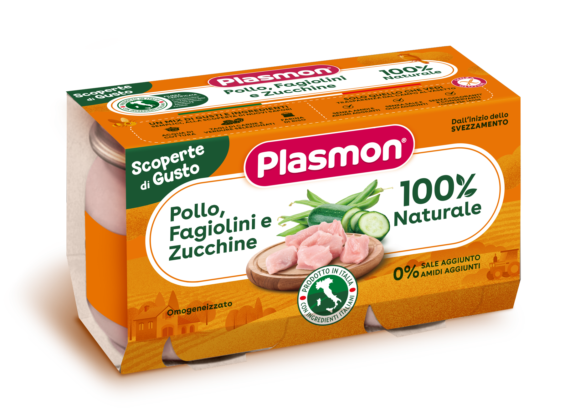 PLASMON OMOGENEIZZATI POLLO FAGIOLINI ZUCCHINE 2 PEZZI DA 120 G - Antica Farmacia Ferrari