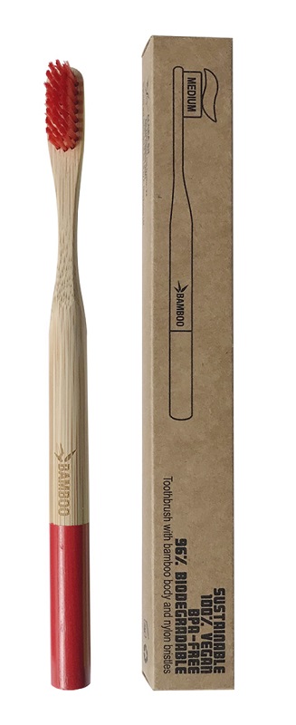 SPAZZOLINO BAMBOO SETOLE MEDIUM ROSSO - Antica Farmacia Ferrari