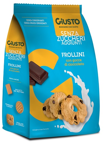 GIUSTO SENZA ZUCCHERO FROLLINI GOCCE CIOCCOLATO SENZA ZUCCHERO 350 G - Antica Farmacia Ferrari