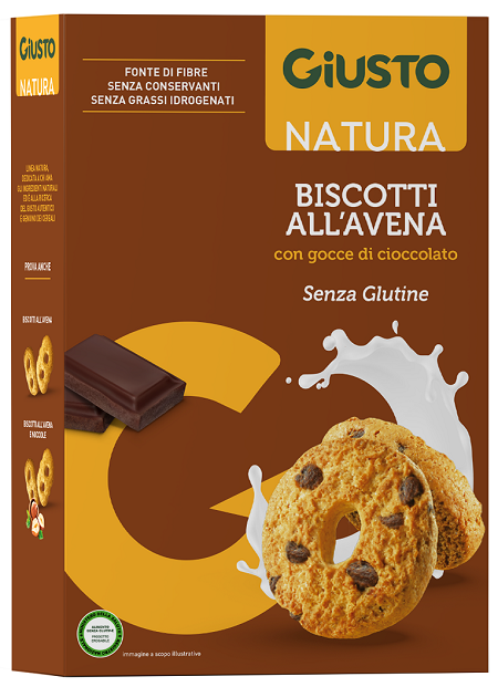 GIUSTO SENZA GLUTINE BISCOTTI AVENA GOCCE CIOCCOLATO 250 G - Antica Farmacia Ferrari