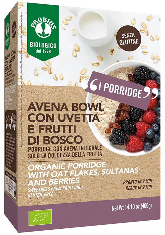 PROBIOS BIO AVENA BOWL FRUTTI DI BOSCO PORRIDGE CON AVENA INTEGRALE 400 G - Antica Farmacia Ferrari