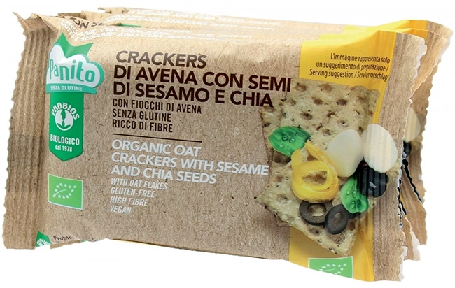 PANITO CRACKERS DI AVENA CON SEMI DI SESAMO E CHIA BIO 4 PEZZI DA 35 G - Antica Farmacia Ferrari