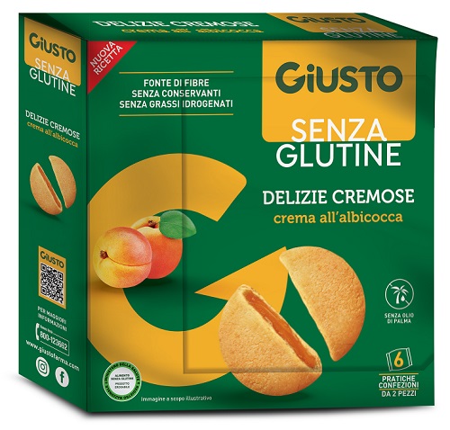 GIUSTO SENZA GLUTINE DELIZIE CREMOSE ALBICOCCA 6 CONFEZIONI DA 30 G - Antica Farmacia Ferrari