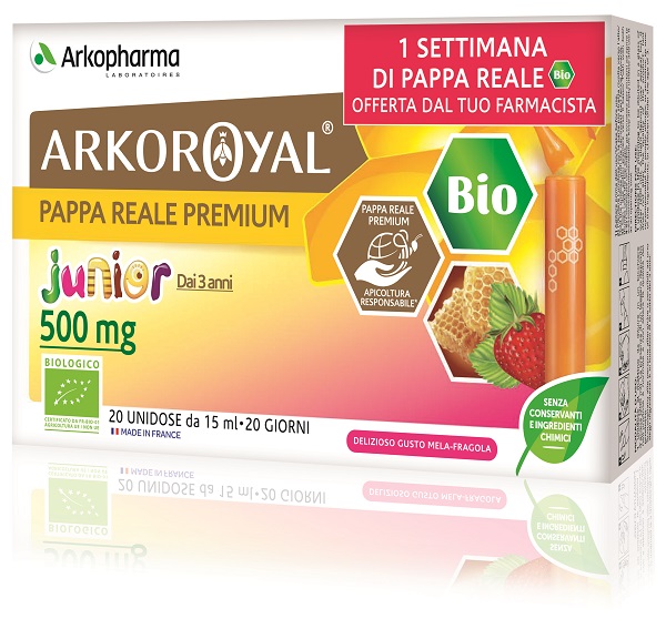 ARKOROYAL JUNIOR PAPPA REALE 500MG BIO 20 FIALOIDI PROMO - Antica Farmacia Ferrari