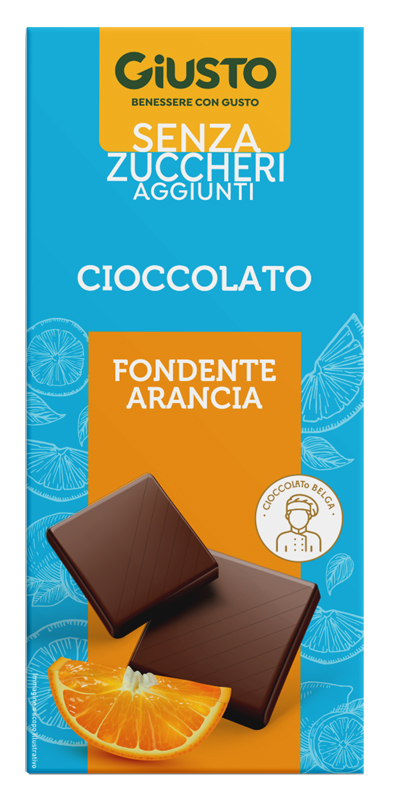 GIUSTO SENZA ZUCCHERO CIOCCOLATO FONDENTE ARANCIA 85 G - Antica Farmacia Ferrari