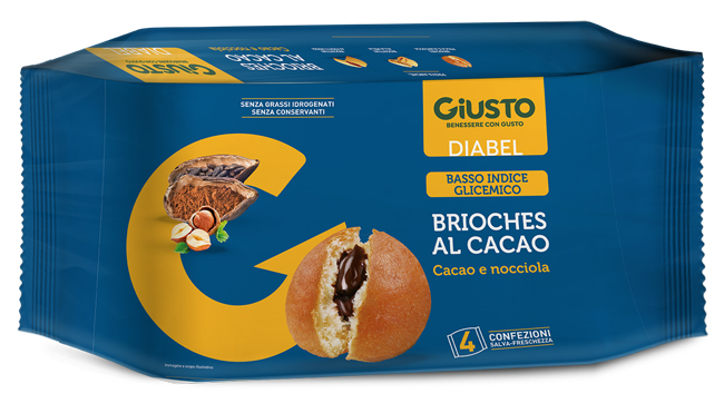 GIUSTO DIABEL BRIOCHE CACAO 4 PEZZI DA 45 G - Antica Farmacia Ferrari