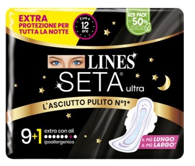 LINES SETA ULTRA ASSORBENTI EXTRA NOTTE CARRY PACK PACCO SINGOLO 9+1 PEZZI - Antica Farmacia Ferrari
