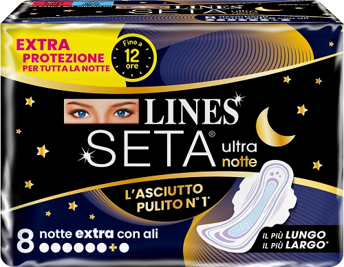 LINES SETA ULTRA ASSORBENTI NOTTE 8 PEZZI - Antica Farmacia Ferrari