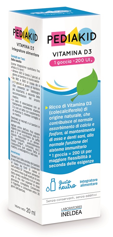 PEDIAKID VITAMINA D3 200IU 200 ML - Antica Farmacia Ferrari