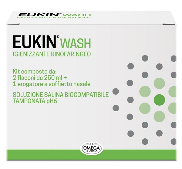 EUKIN WASH IGIENIZZANTE RINOFARINGEO KIT 2 FLACONI DA 250 ML + EROGATORE A SOFFIETTO NASALE - Antica Farmacia Ferrari