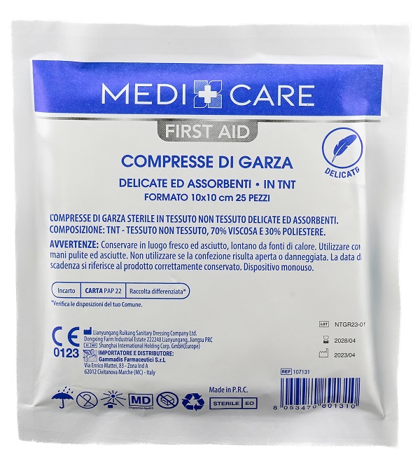 GARZA MEDICARE COTONE 10X10 CM 25 PEZZI - Antica Farmacia Ferrari