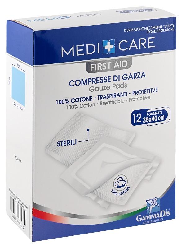GARZA MEDICARE COTONE 36X40 CM 12 PEZZI - Antica Farmacia Ferrari