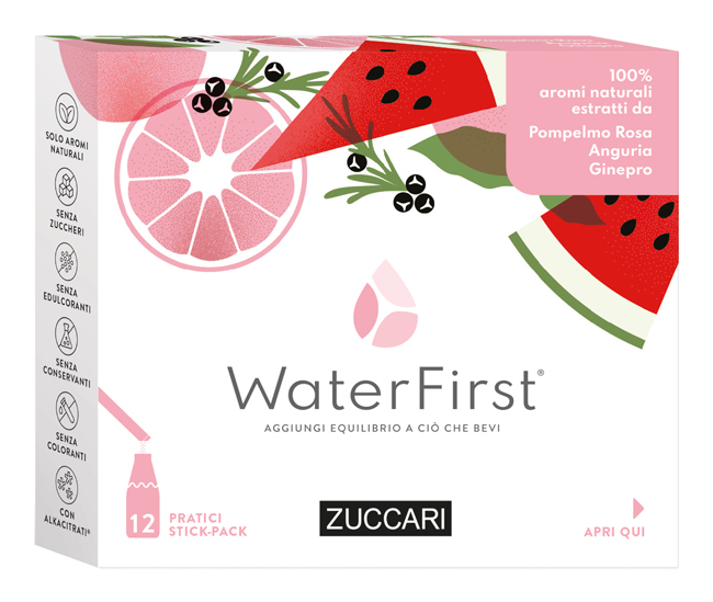 WATER FIRST POMPELMO ROSA-ANGURIA-GINEPRO 12 STICK PACK - Antica Farmacia Ferrari