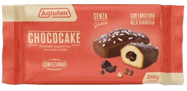 AGLUTEN CHOCOCAKE 4 PLUMCAKE RICOPERTI CON CIOCCOLATO AL LATTE CON FARCITURA ALLA GIANDUIA DA 52,5G - Antica Farmacia Ferrari