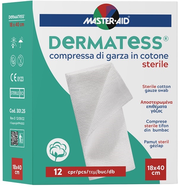 GARZA IDROFILA DERMATESS COTONE 18X40 12 PEZZI - Antica Farmacia Ferrari