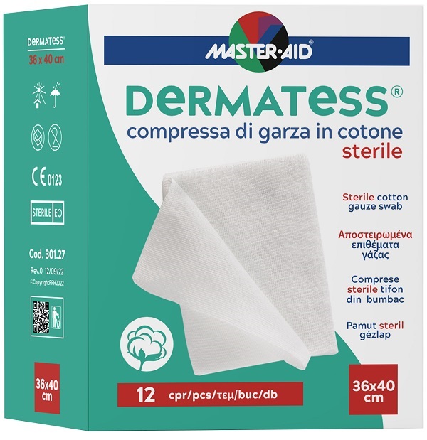 GARZA COMPRESSA DERMATESS IN COTONE 36X40CM 12 PEZZI - Antica Farmacia Ferrari
