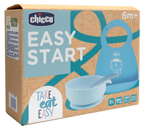 CHICCO SET PAPPA SILICONE 6M+ AZZURRO - Antica Farmacia Ferrari