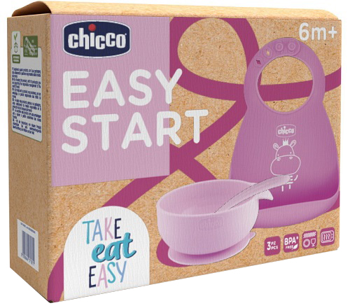 CHICCO SET PAPPA SILICONE 6M+ ROSA - Antica Farmacia Ferrari
