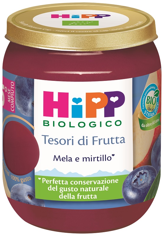 HIPP TESORI FRUTTA MELA MIRTILLO 160 G - Antica Farmacia Ferrari