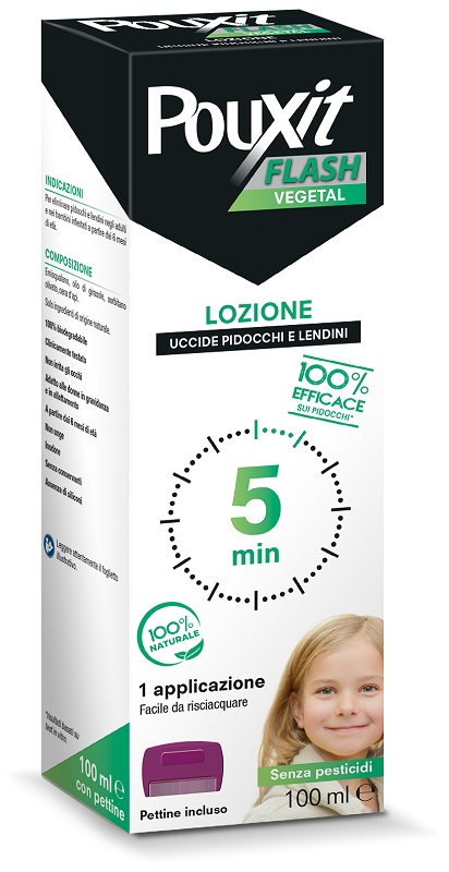 POUXIT FLASH VEGETAL LOZIONE PIDOCCHI E LENDINI 100 ML CON PETTINE - Antica Farmacia Ferrari