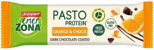 ENERZONA PASTO PROTEIN ORANGE&CHOCO BARRETTA RICOPERTA CON CIOCCOLATO FONDENTE 58 G - Antica Farmacia Ferrari