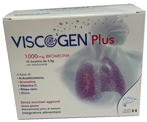 VISCOGEN PLUS 10 BUSTINE DA 3,5 G SENZA GLUTINE NATURALMENTE PRIVO DI LATTOSIO CON EDULCORANTE - Antica Farmacia Ferrari