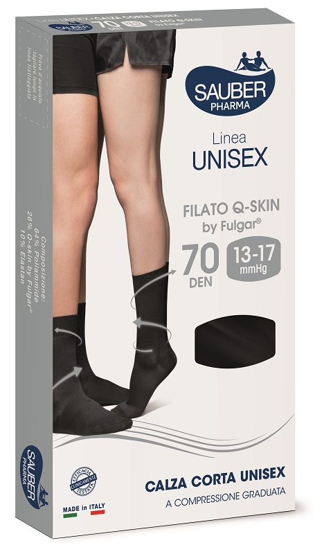 SAUBER PHARMA UNISEX QSKIN CALZA CORTA 70 NERO LARGE - Antica Farmacia Ferrari