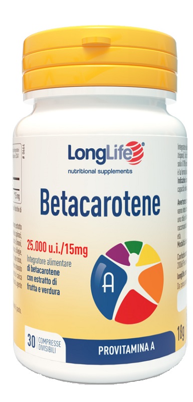 LONGLIFE BETACAROTENE 25000UI 30 COMPRESSE DIVISIBILI SENZA GLUTINE - Antica Farmacia Ferrari